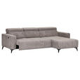 ECKSOFA Taupe Cord Rücken echt, Kopfteilverstellung, Sitzvorzug  - Taupe/Schwarz, KONVENTIONELL, Textil/Metall (257/170cm) - Carryhome