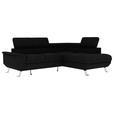 ECKSOFA Schwarz Struktur  - Silberfarben/Schwarz, KONVENTIONELL, Textil/Metall (268/207cm) - Carryhome