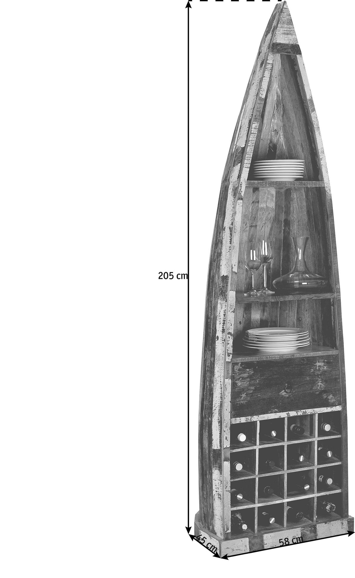 REGÁL V TVARE ČLNA - hnedá, Lifestyle, drevo (58/205/45cm) - Landscape
