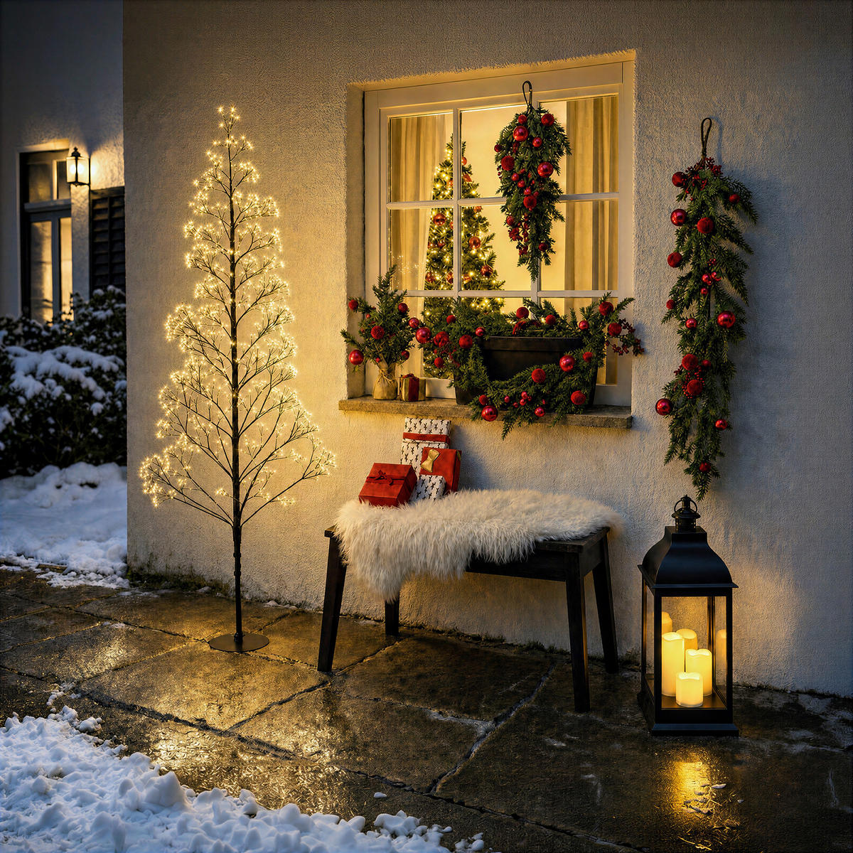 Pom Decorativ - verde pădure/roșu, Lifestyle, plastic/hârtie (22/50cm) - X-Mas