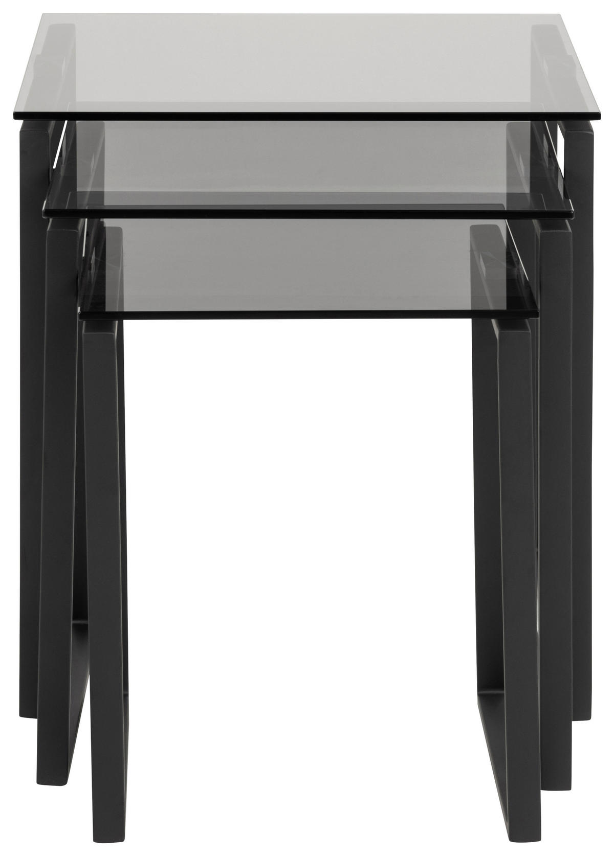 BEISTELLTISCHSET in Glas 36-50/36-50/45-55 cm  - Schwarz/Grau, Trend, Glas/Metall (36-50/36-50/45-55cm)
