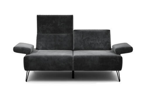 2-SITZER-SOFA in Samt Anthrazit  - Anthrazit/Schwarz, Design, Textil/Metall (164-194/85/86-94cm) - SENSOO