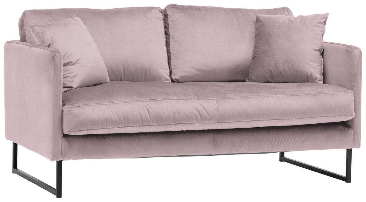 2-SITZER-SOFA Samt Flieder  - Flieder/Schwarz, Design, Textil/Metall (150/78/84cm) - Carryhome