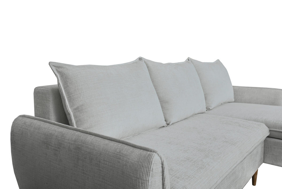 ECKSOFA Grau Chenille  - Buchefarben/Grau, KONVENTIONELL, Holz/Textil (244/163cm) - Carryhome