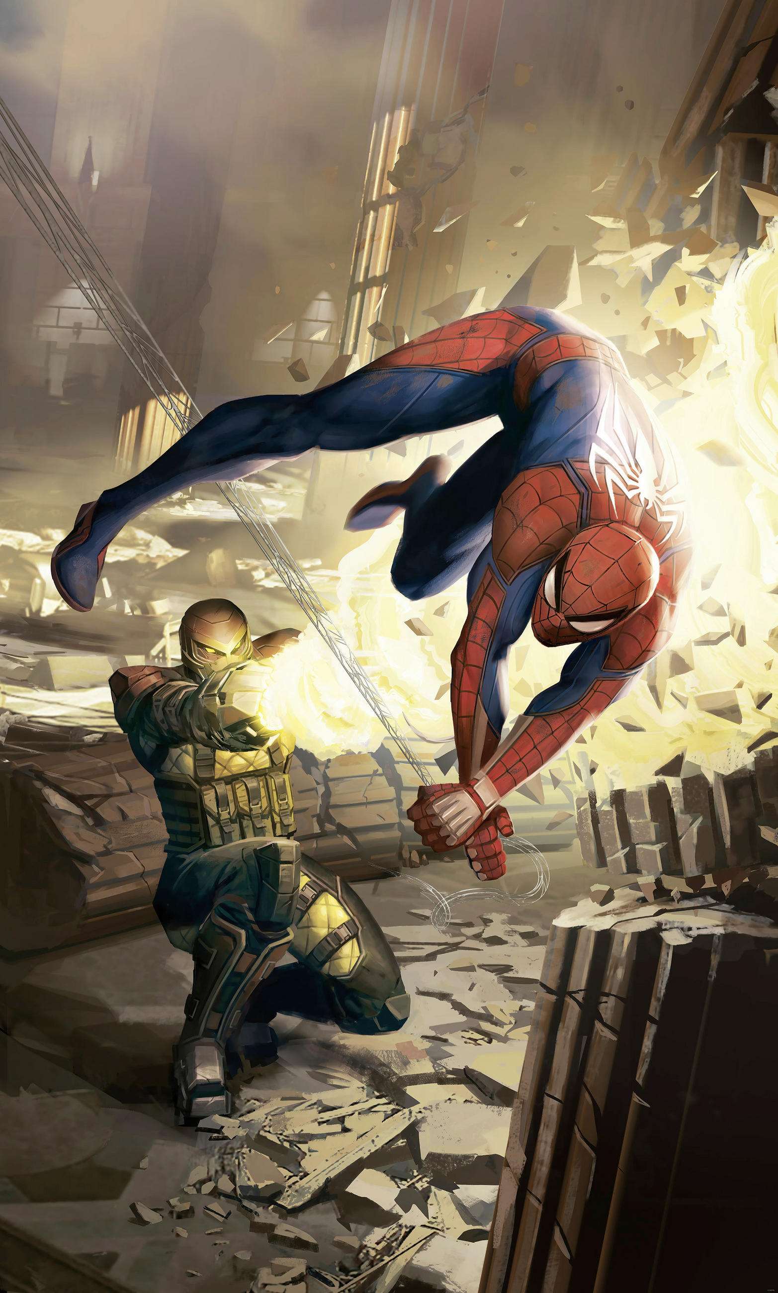 FOTOTAPETE SPIDER-MAN DODGE  - Gelb, Design, Textil (150/250cm) - Marvel