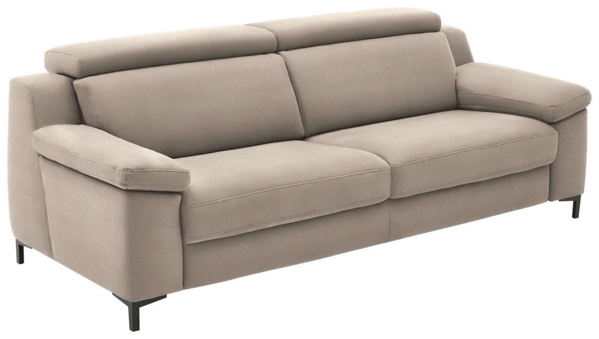 3-SITZER-SOFA in Chenille Greige  - Greige/Schwarz, Design, Textil/Metall (230/104/104cm) - Valdera