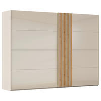 SCHWEBETÜRENSCHRANK  in Eichefarben, Champagner  - Champagner/Eichefarben, Design, Glas/Holzwerkstoff (301/223/68cm) - Novel