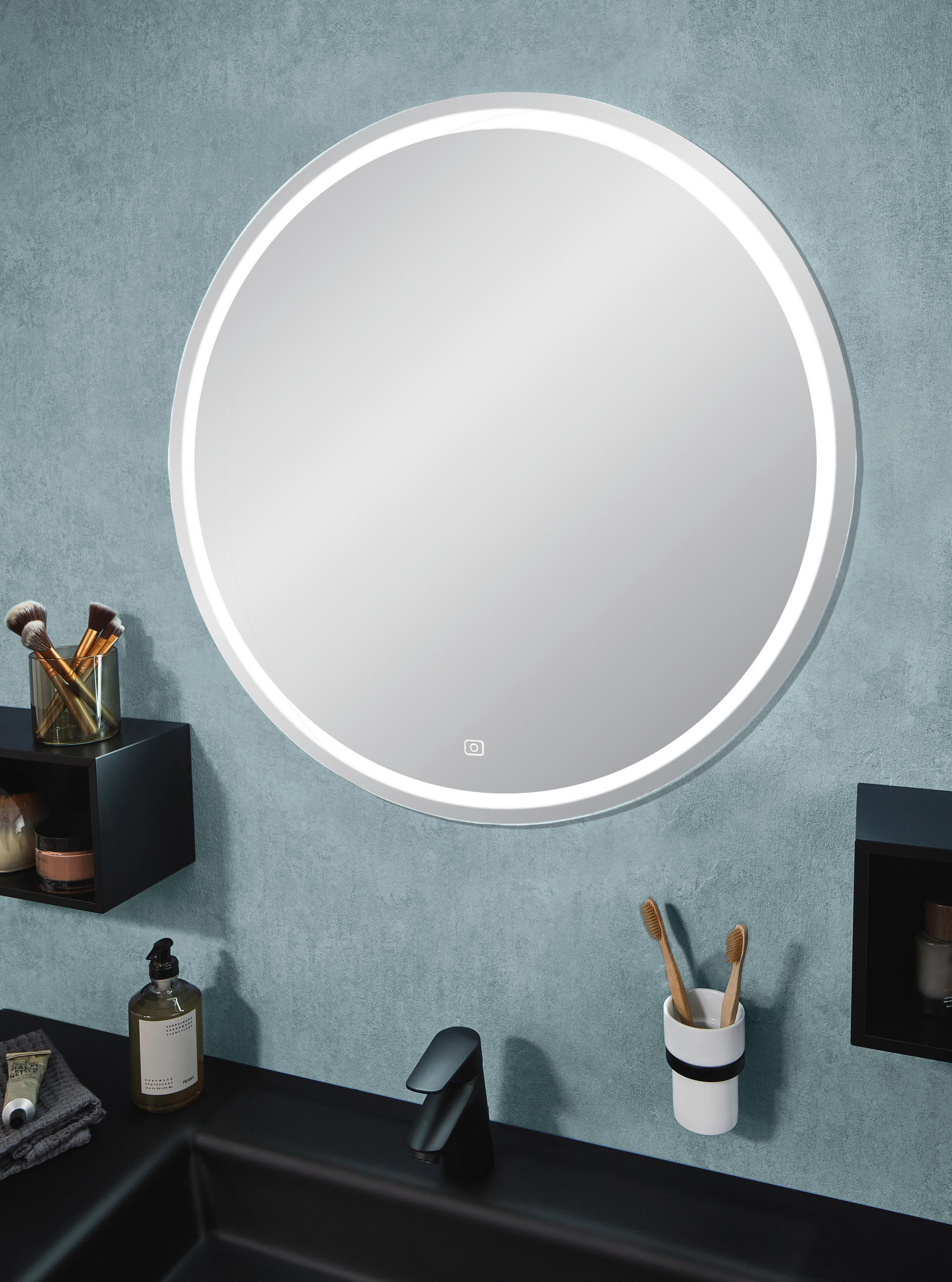 BADEZIMMERSPIEGEL 90/90/2,2 cm  - Klar, Design, Glas (90/90/2,2cm) - Novel