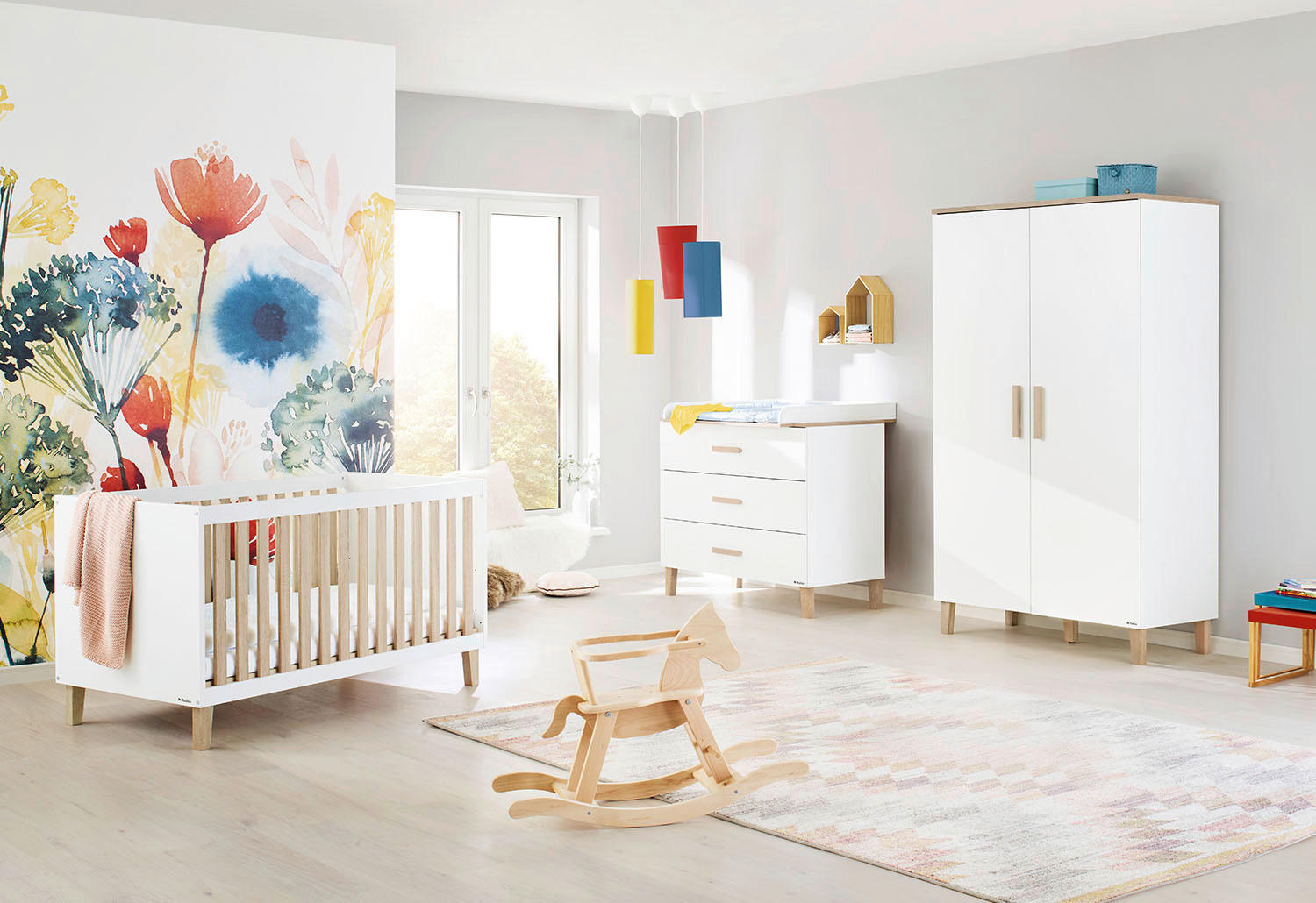 BABYZIMMER LUMI  - Eichefarben/Weiß, Basics, Holzwerkstoff - Pinolino