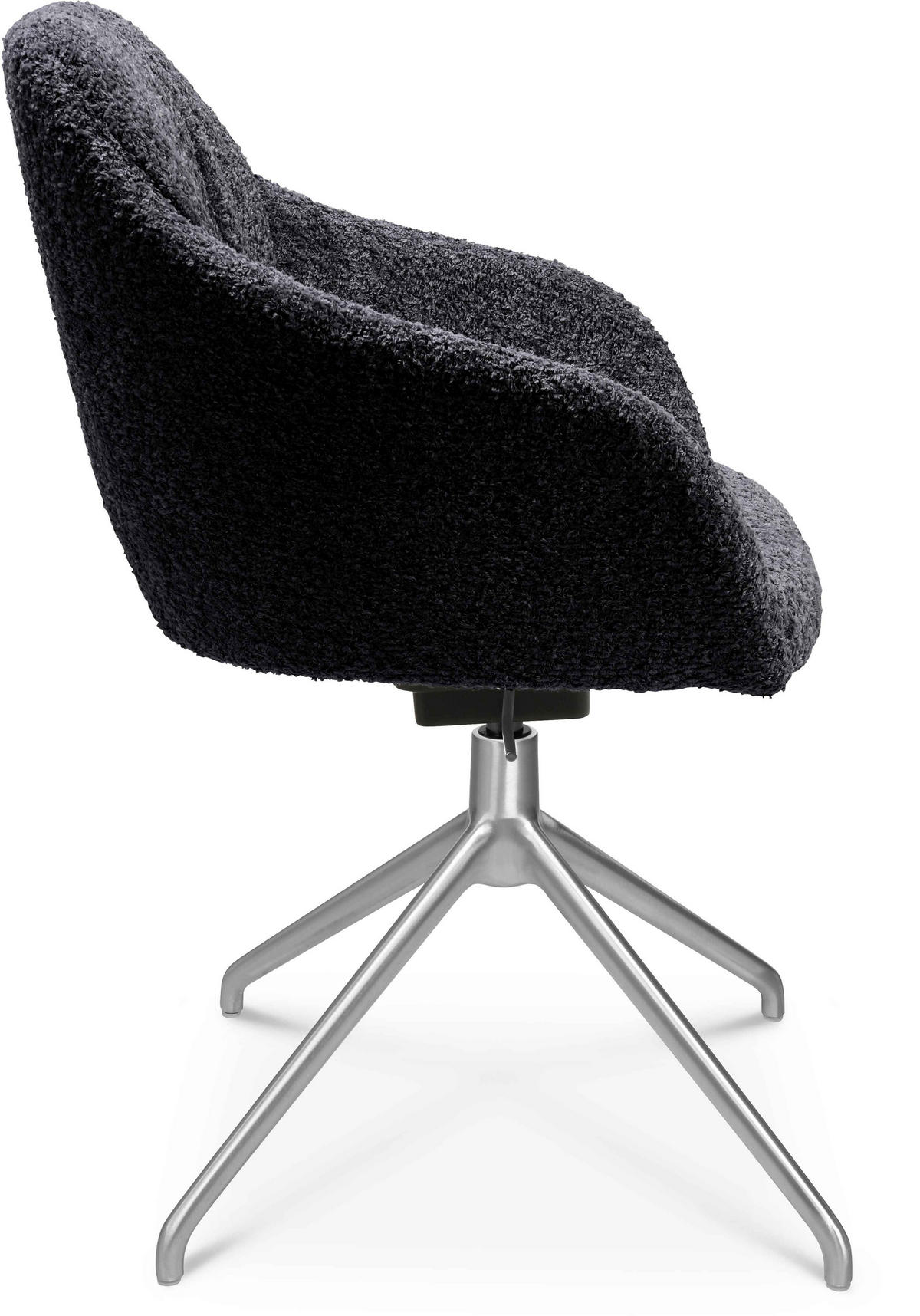 ARMLEHNSTUHL  in Aluminium Bouclé  - Lavagrau/Alufarben, Design, Textil/Metall (58/81,5-84,5/60cm) - Johann Jakob