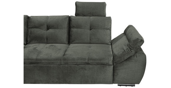 ECKSOFA in Mikrovelours Dunkelgrün - Dunkelgrün/Schwarz, KONVENTIONELL, Kunststoff/Textil (217/265cm) - Carryhome