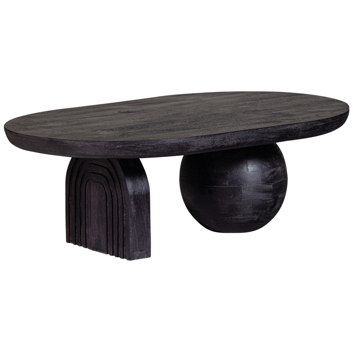 COUCHTISCH Steppe Mangoholz 110/72/38 cm oval Schwarz  - Schwarz, Design, Holz (110/72/38cm) - Livetastic
