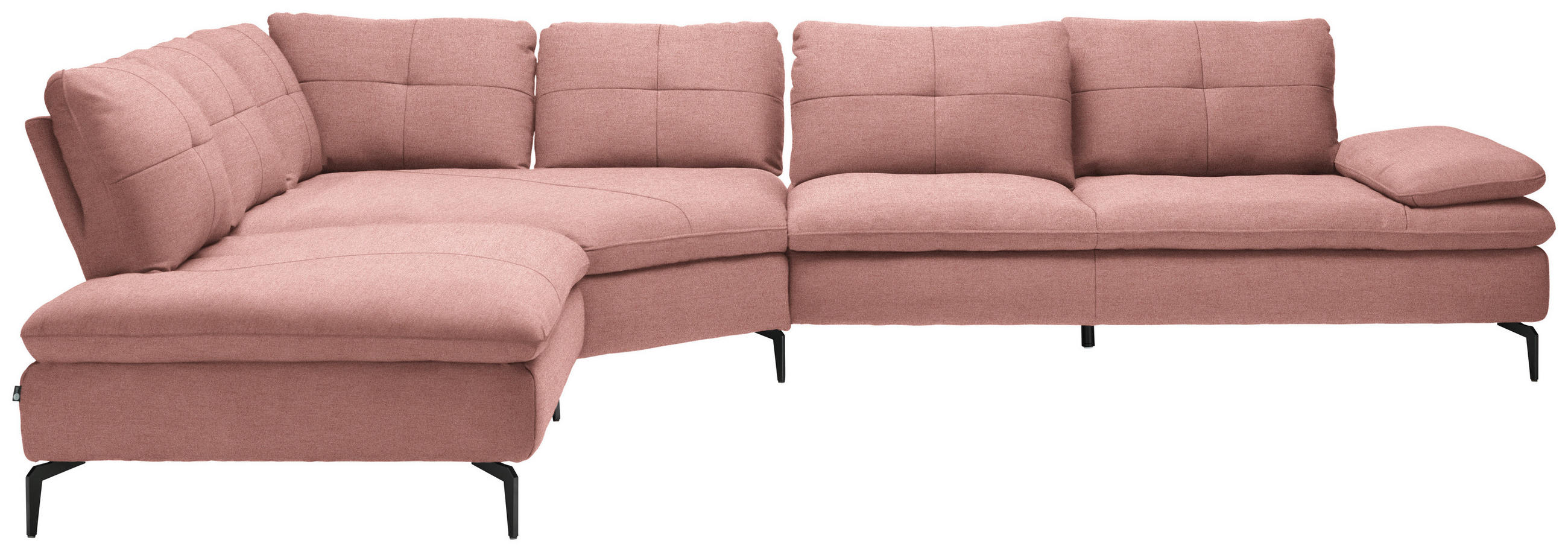 ECKSOFA in Flachgewebe Altrosa  - Schwarz/Altrosa, Design, Textil/Metall (271/344cm) - Chilliano
