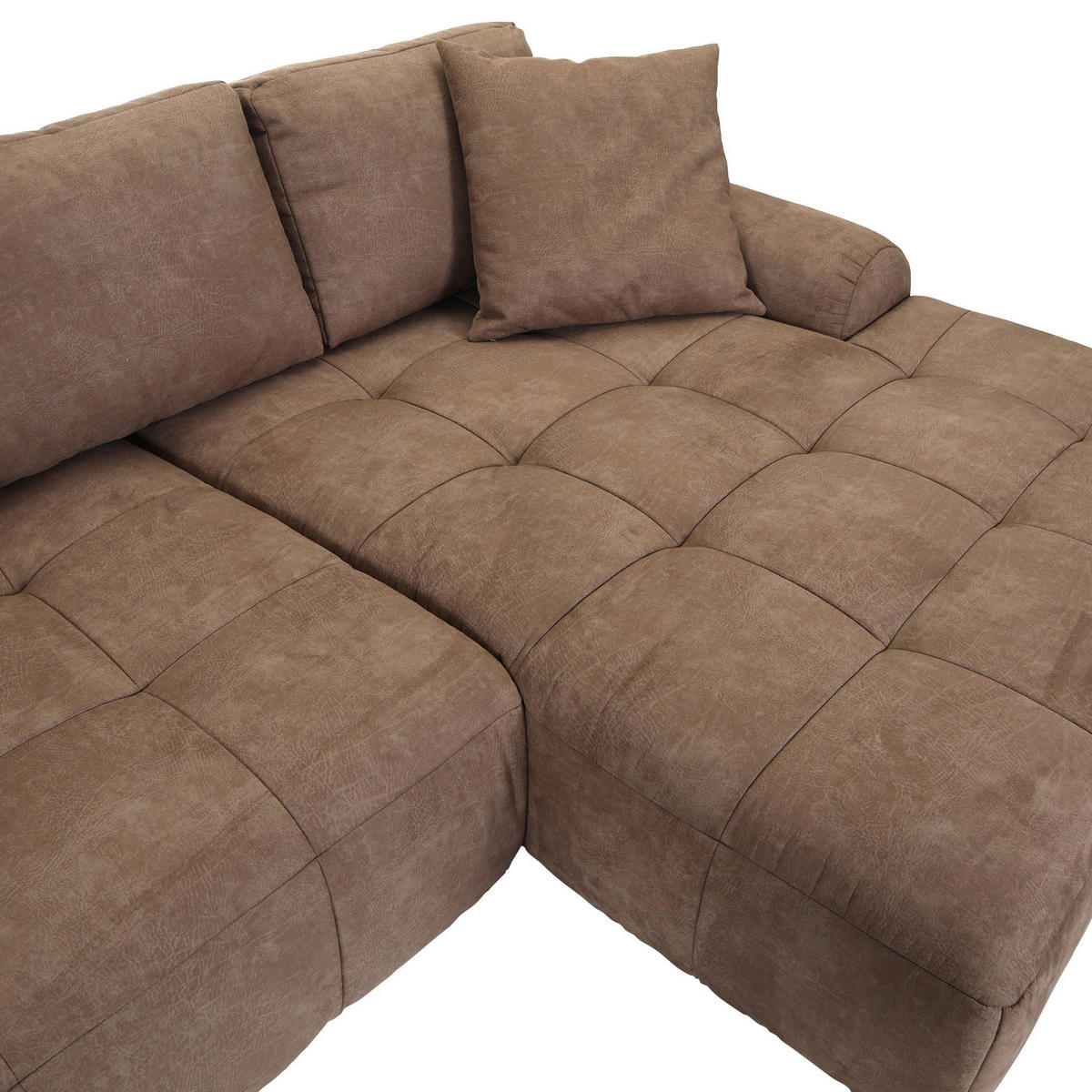 ECKSOFA Braun Lederlook  - Schwarz/Braun, KONVENTIONELL, Kunststoff/Textil (286/195cm) - Ambia Home