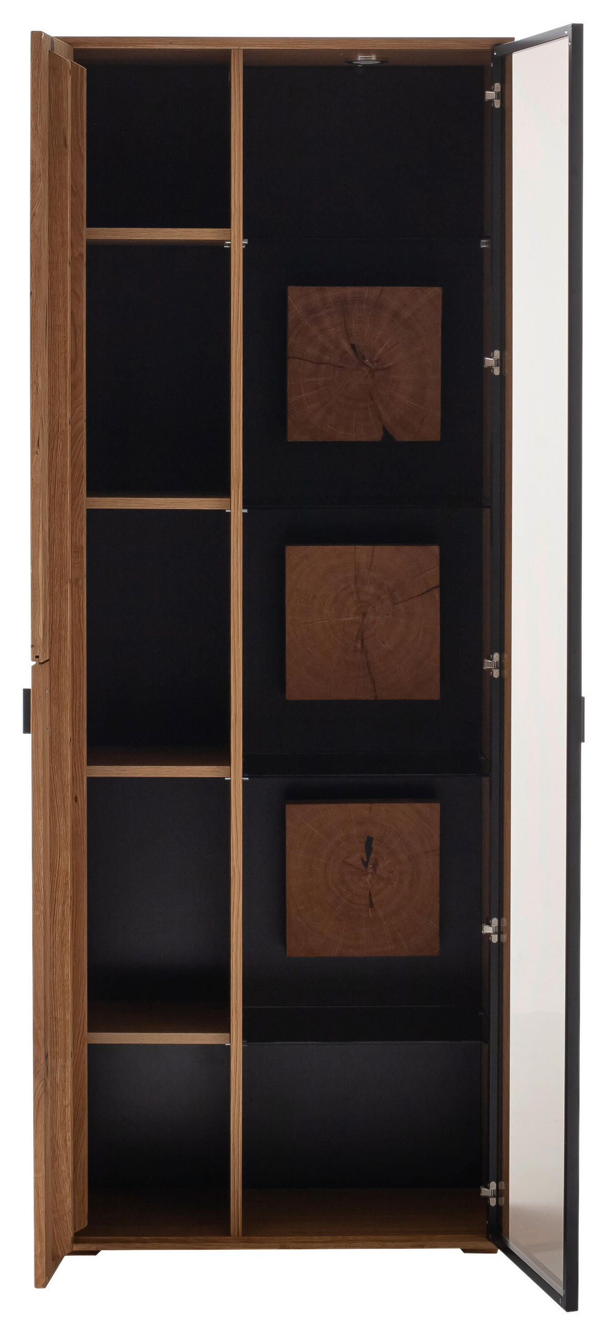 VITRINE in furniert, massiv Wildeiche Wildeiche  - Wildeiche/Anthrazit, Design, Glas/Holz (78/206/37cm) - MID.YOU