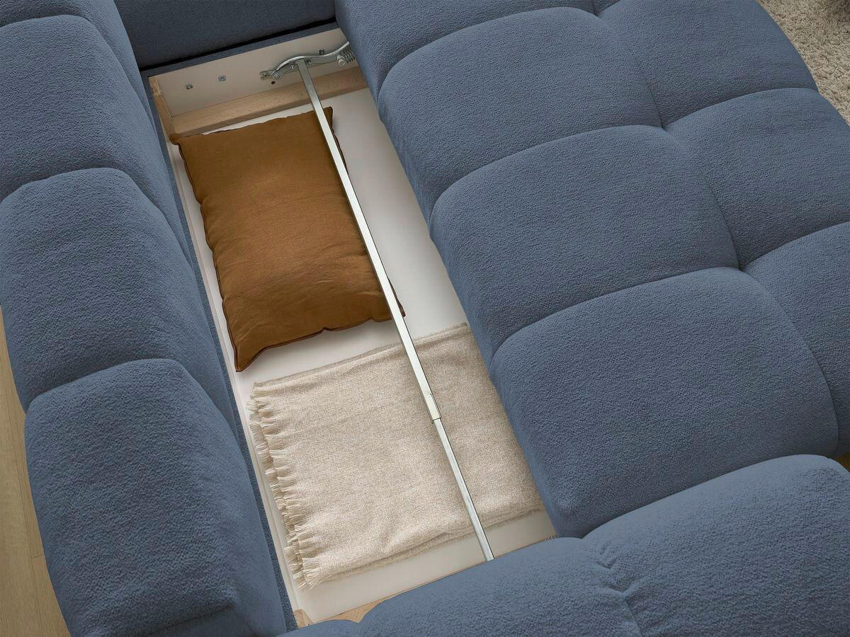 ECKSCHLAFSOFA EVEREST  mit Rücken echt, Armteil links, Armteil rechts Flachgewebe Dunkelblau  - Schwarz/Dunkelblau, MODERN, Kunststoff/Textil (320/212cm)