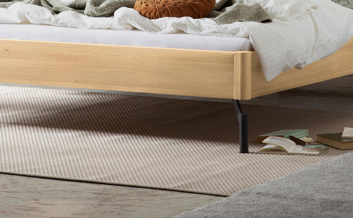 BETT 140/200 cm  in Anthrazit, Grau, Eichefarben  - Eichefarben/Anthrazit, Design, Holz/Metall (140/200cm) - Hasena