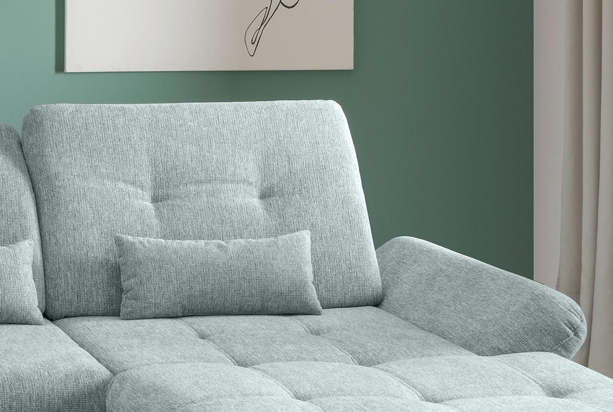 WOHNLANDSCHAFT Blau Chenille  - Chromfarben/Blau, Design, Textil/Metall (254/376/195cm) - Livetastic