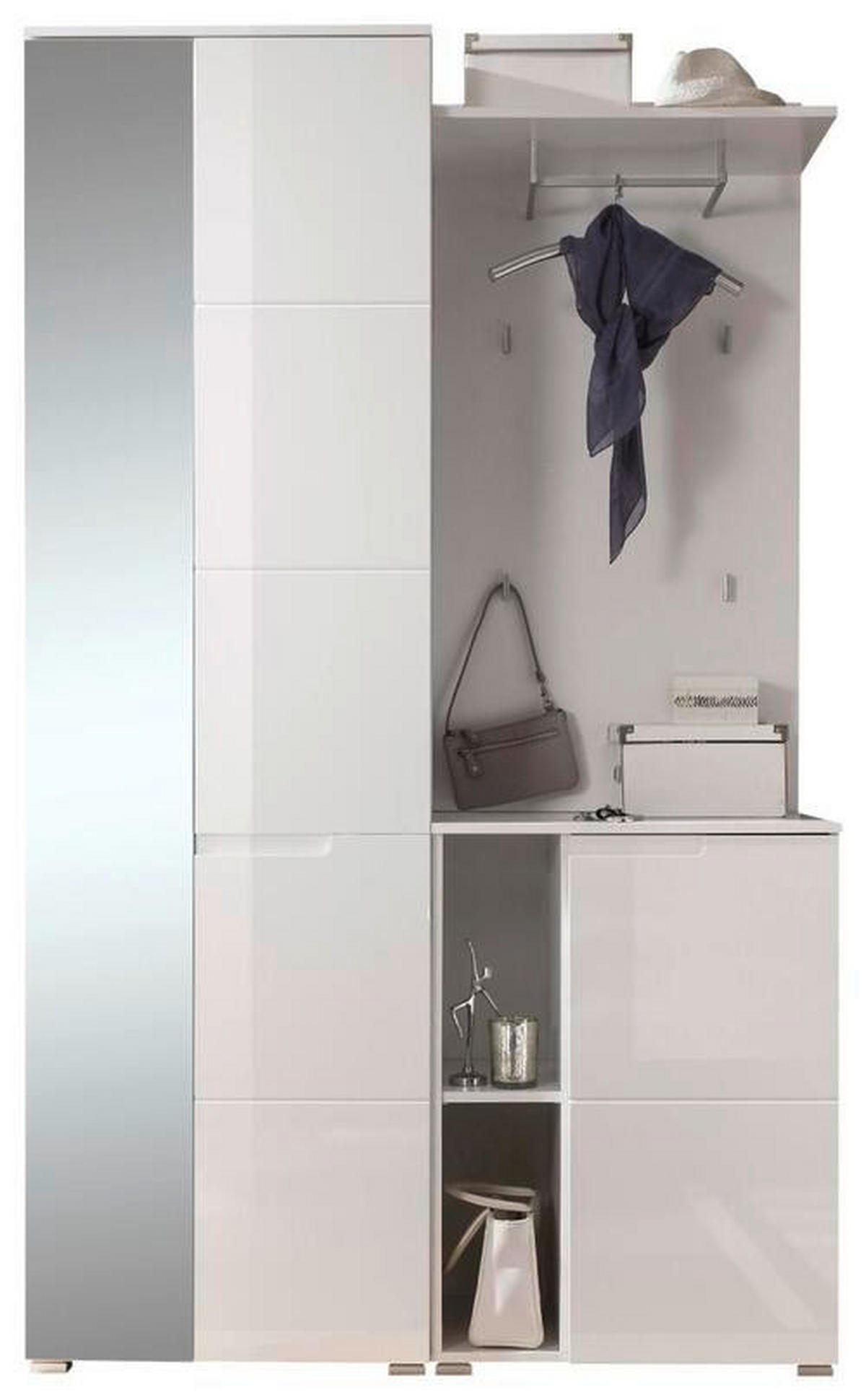 SISTEM ZA PREDSOBLJE  bela  - bela, Osnovno, staklo/pločasti materijal (120/198/40cm) - Xora