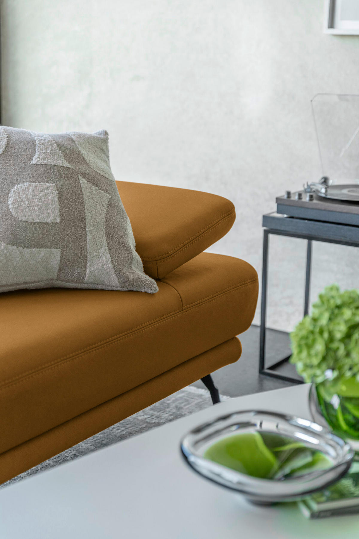 ECKSOFA Echtleder Senfgelb  - Senfgelb/Schwarz, Konventionell, Leder/Metall (301/180cm) - Joop!