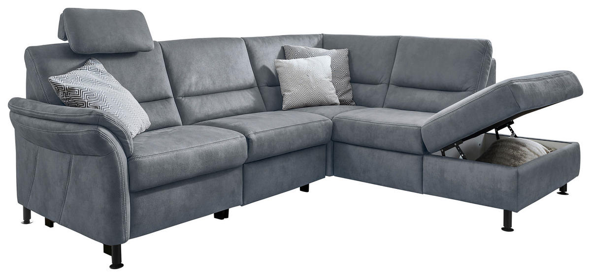 HÖRNSOFFA i flatväv blå  - blå/svart, Modern, metall/textil (227/203cm) - Beldomo System
