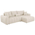 ECKSOFA Beige Velours  - Beige/Schwarz, KONVENTIONELL, Kunststoff/Textil (298/168cm) - Carryhome