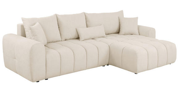 ECKSOFA Beige Velours - Beige/Schwarz, KONVENTIONELL, Kunststoff/Textil (298/168cm) - Carryhome