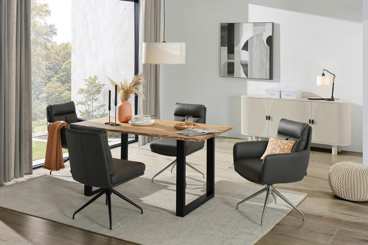 JEDÁLENSKÝ STÔL, akácia, 160/85/76 cm - čierna, Lifestyle, kov/drevo (160/85/76cm) - Linea Natura