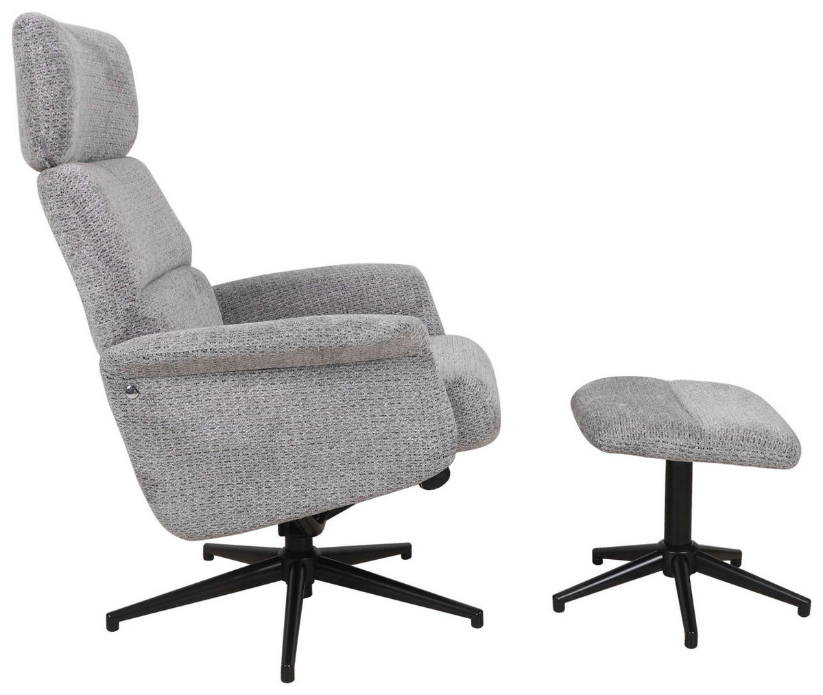 RELAXFÅTÖLJ SET i vävt tyg grå  - svart/grå, Design, metall/textil (74/106-96/72-101cm) - Carryhome