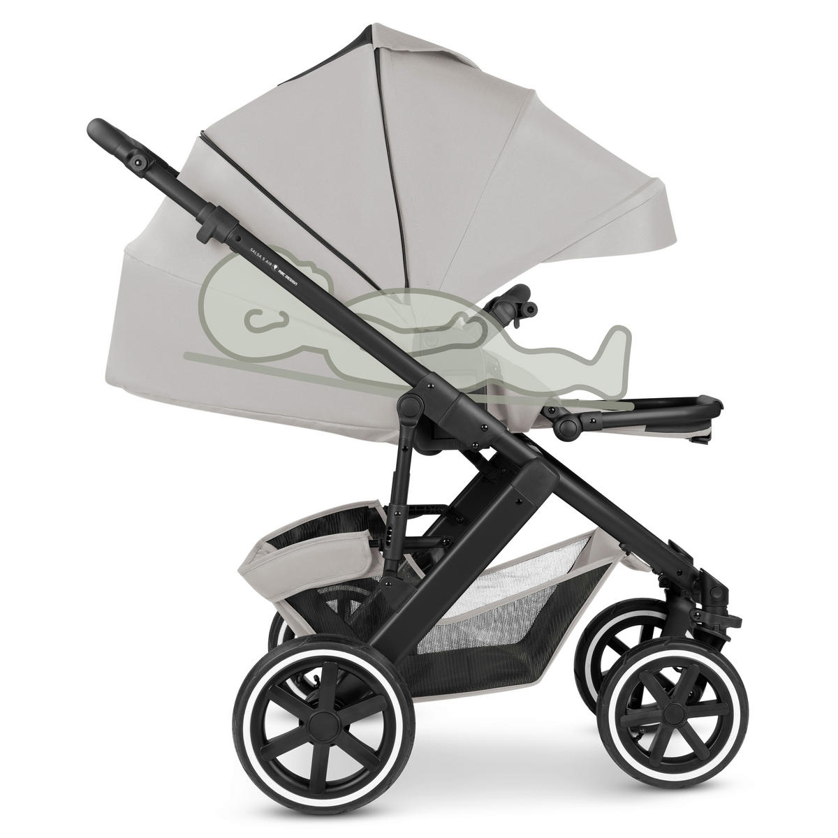 KINDERWAGENSET  Salsa 5 Air All in One Set + Isofix Base Root  Nature  - Graubraun/Schwarz, Basics, Textil/Metall (63/118/95.5cm) - ABC Design