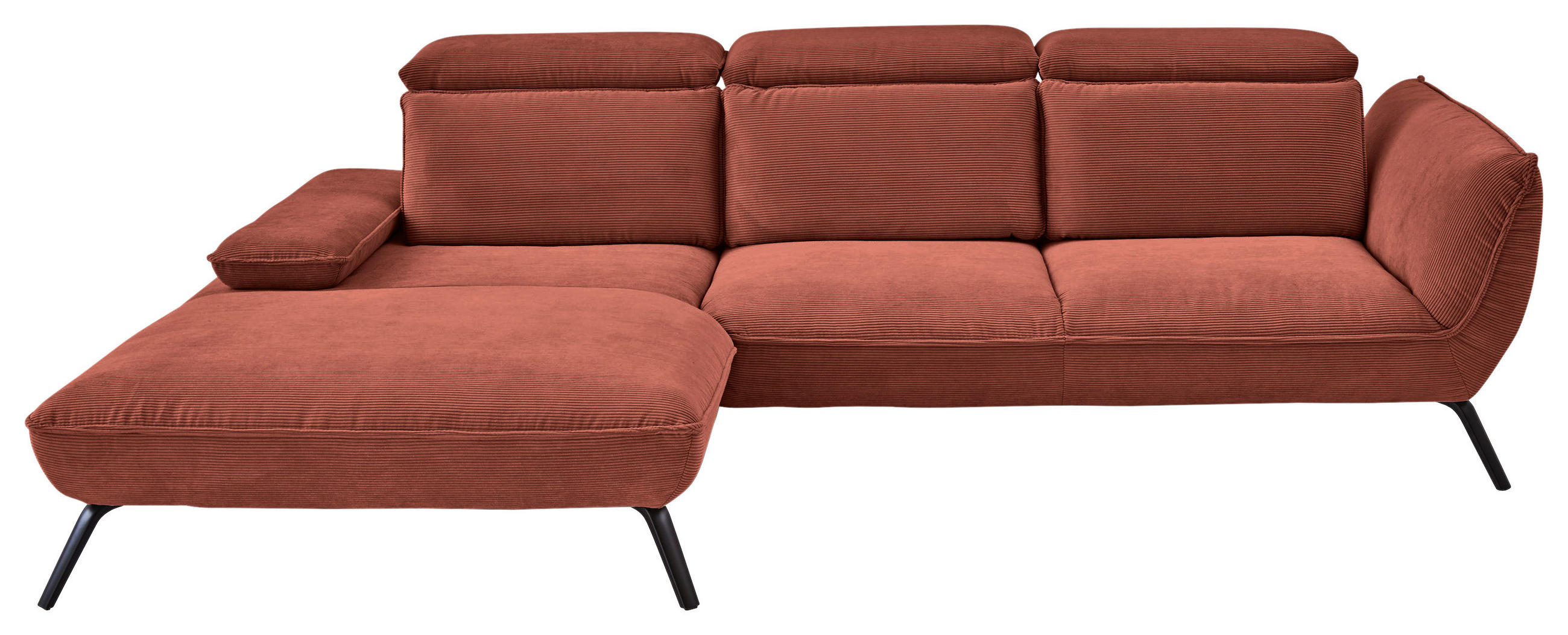ECKSOFA in Cord Kupferfarben  196/301 cm  - Schwarz/Kupferfarben, Design, Textil/Metall (196/301cm) - Moderano