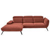 ECKSOFA in Cord Kupferfarben  196/301 cm  - Schwarz/Kupferfarben, Design, Textil/Metall (196/301cm) - Moderano