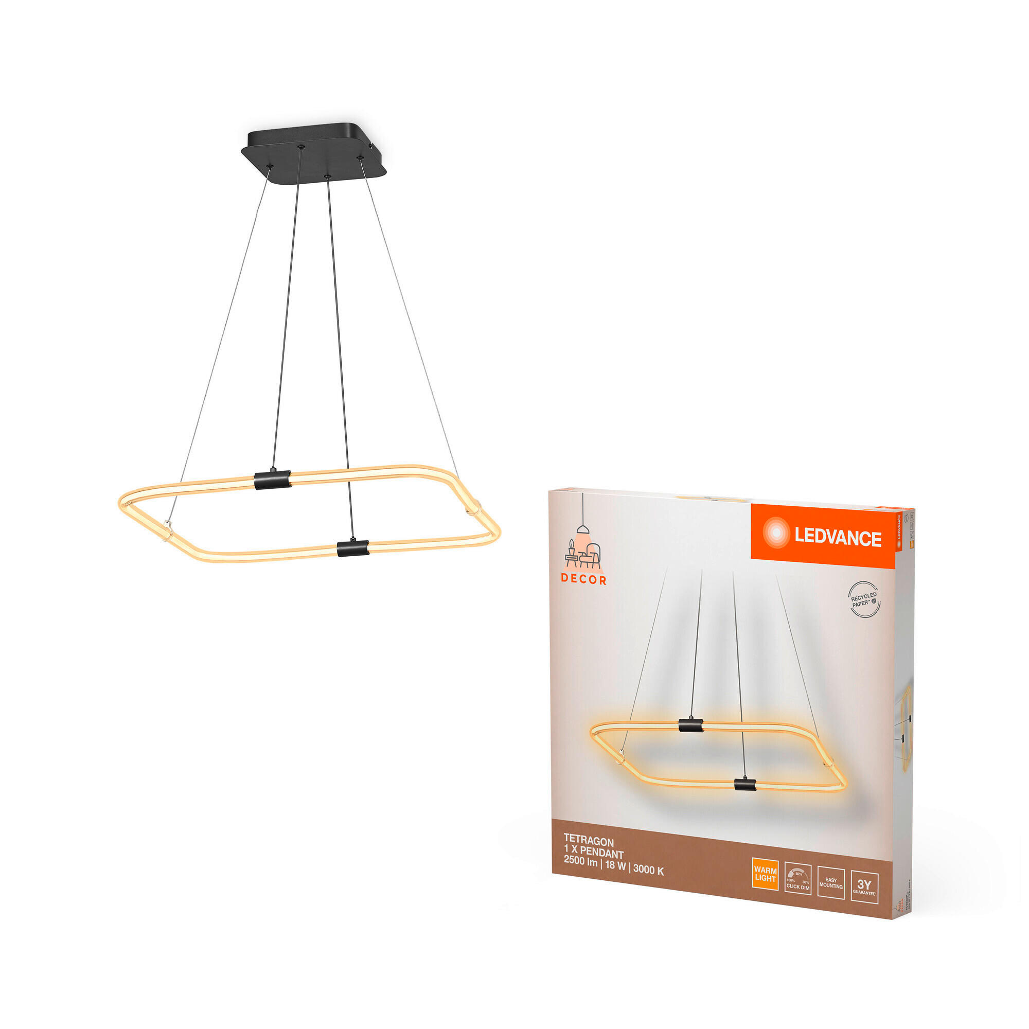 LED-PENDELLEUCHTE 56,7/56,6/70 cm  - Dunkelgrau, Design, Kunststoff (56,7/56,6/70cm) - Ledvance