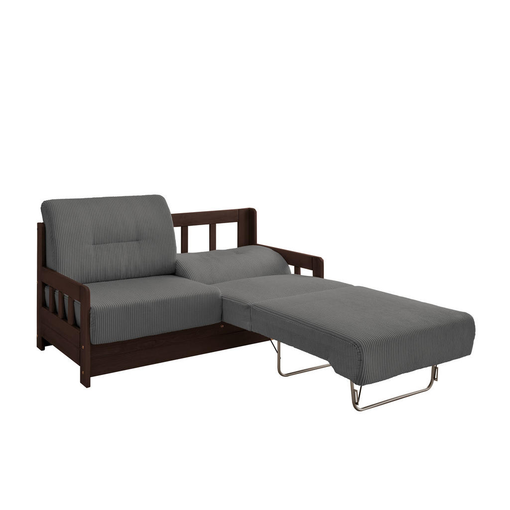 Thumbnail - Livetastic Schlafsofa, Grau, Nussbaum, Textil, Kiefer, massiv, Uni, 2-Sitzer, 154x88x90 cm, Made in EU, einzeln ausziehb...