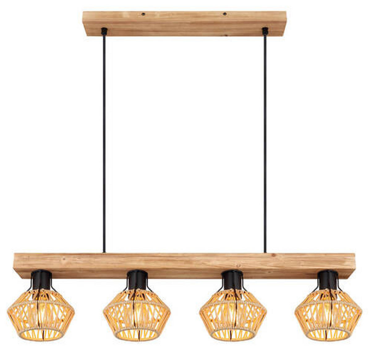 HÄNGLAMPA 80/16/120 cm  - svart/mörkbrun, Natur, metall/naturmaterial (80/16/120cm) - Globo