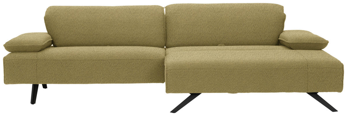 ECKSOFA in Flachgewebe Hellgrün  - Anthrazit/Hellgrün, Design, Textil/Metall (280/165cm) - Johann Jakob