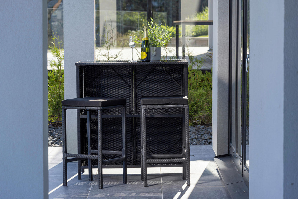 TRÄDGÅRDSBAR SET 5 delar    - svart, Modern, metall/textil (100/60/105cm) - Gardenson