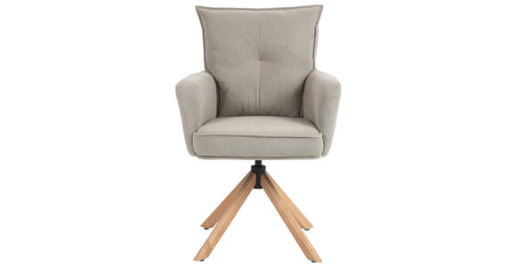 ARMLEHNSTUHL  Stoffauswahl, Sitzfläche 360° drehbar, automatische Rückholfunktion Cord  - Hellbraun/Buchefarben, Design, Holz/Textil (60/95/67cm) - Novel