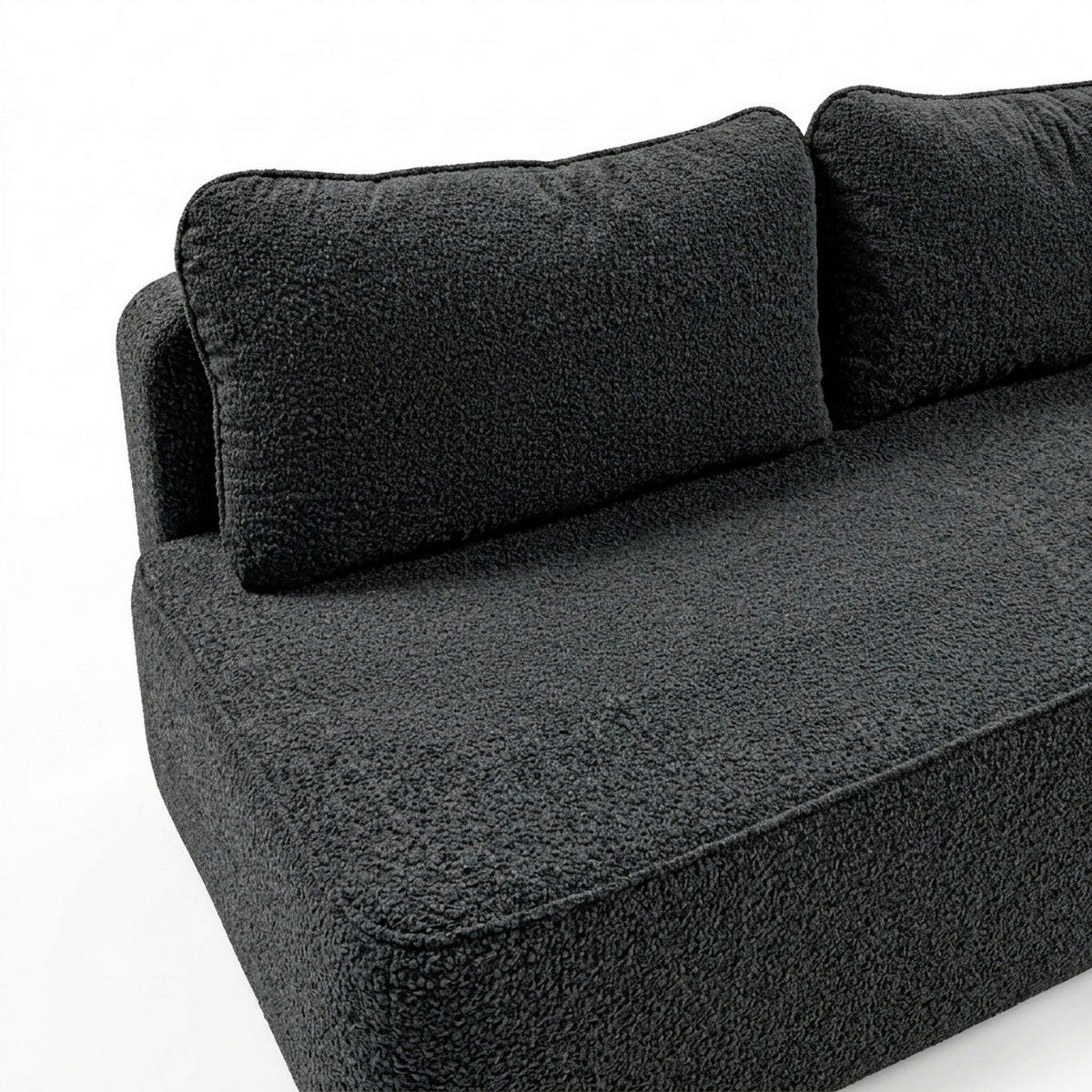 SCHLAFSOFA FREDO Bouclé Dunkelgrau  inkl.  - Dunkelgrau/Schwarz, Design, Kunststoff/Textil (212/93/100cm) - MID.YOU