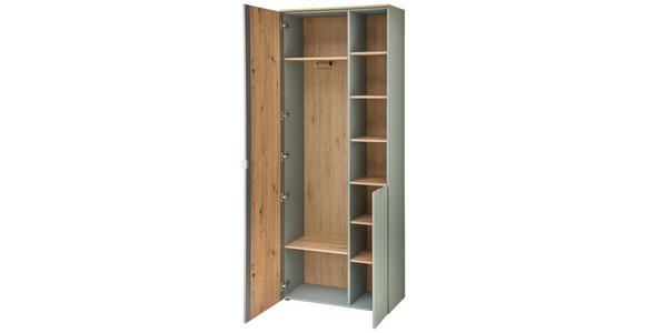 GARDEROBENSCHRANK Bari in 78/202/38 cm - Salbeigrün/Silberfarben, Design, Glas/Holzwerkstoff (78/202/38cm) - Xora