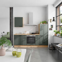 KÜCHENBLOCK Easytouch 240 cm  in Eichefarben, Dunkelgrün  - Dunkelgrün/Eichefarben, MODERN, Holzwerkstoff/Metall (240cm) - Nobilia