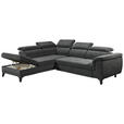 ECKSOFA Anthrazit Mikrovelours  - Anthrazit/Schwarz, KONVENTIONELL, Kunststoff/Textil (231/274cm) - Carryhome