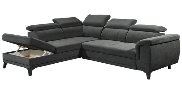 ECKSOFA Anthrazit Mikrovelours  - Anthrazit/Schwarz, KONVENTIONELL, Kunststoff/Textil (231/274cm) - Carryhome