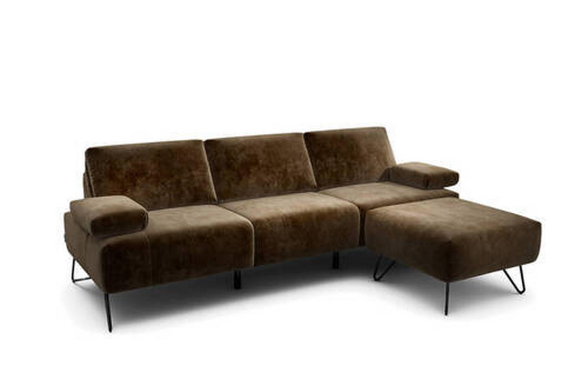 3-SITZER-SOFA in Samt Braun  - Schwarz/Braun, Design, Textil/Metall (234-264/85/86-94cm) - SENSOO