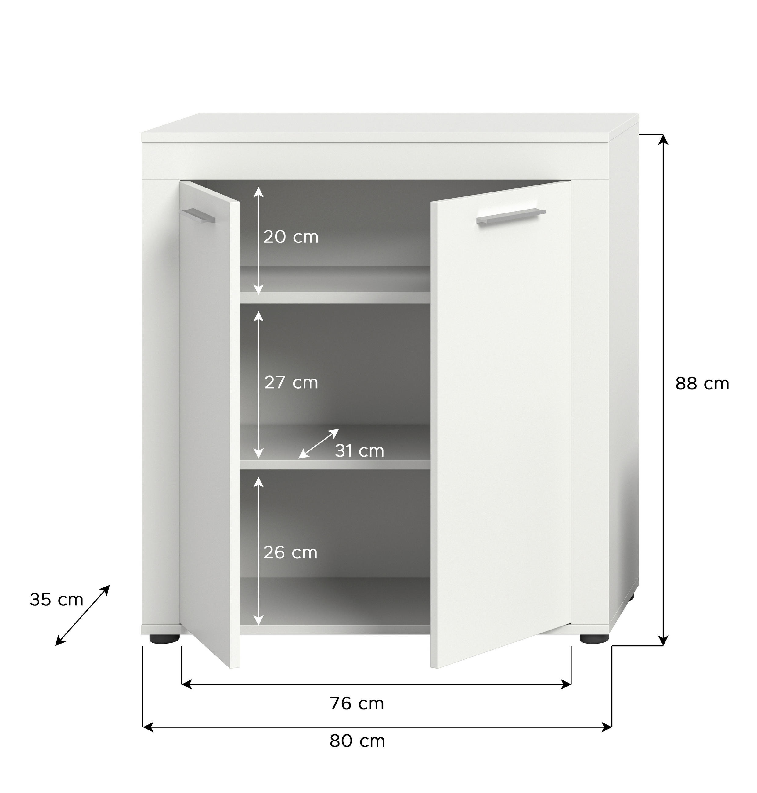 HIGHBOARD Jam  in 80/88/35 cm  - Silberfarben/Schwarz, Design, Holzwerkstoff/Kunststoff (80/88/35cm) - MID.YOU