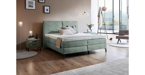 BOXSPRINGBETT 180/200 cm in Olivgrün - Schwarz/Olivgrün, KONVENTIONELL, Textil/Metall (180/200cm) - Dieter Knoll
