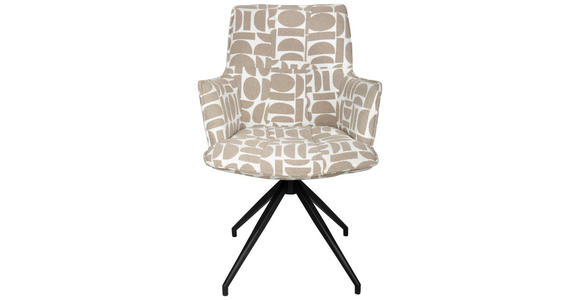 ARMLEHNSTUHL in Eisen Jacquard - Taupe/Schwarz, Design, Textil/Metall (59/89,5/63cm) - Novel