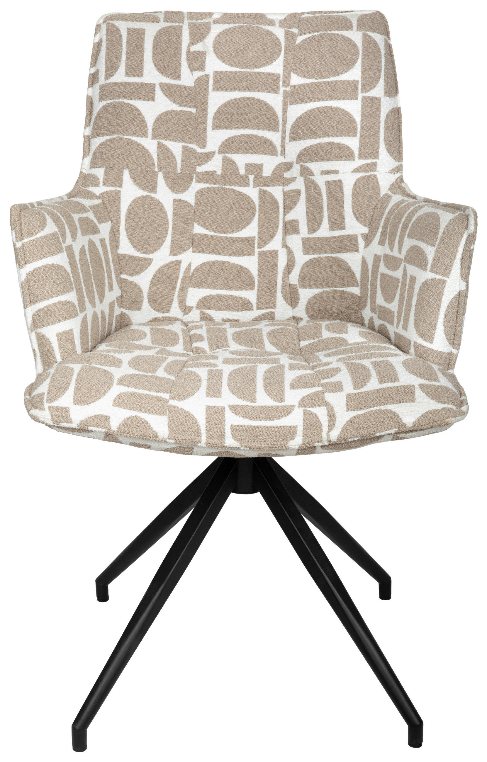 ARMLEHNSTUHL in Eisen Jacquard - Taupe/Schwarz, Design, Textil/Metall (59/89,5/63cm) - Novel