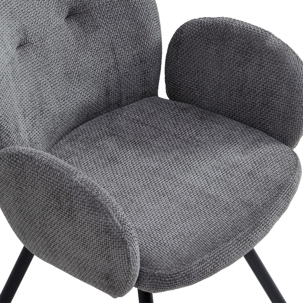 ARMLEHNSTUHL  in Eisen Chenille  - Schwarz/Grau, LIFESTYLE, Holz/Textil (60/87/65cm) - Livetastic