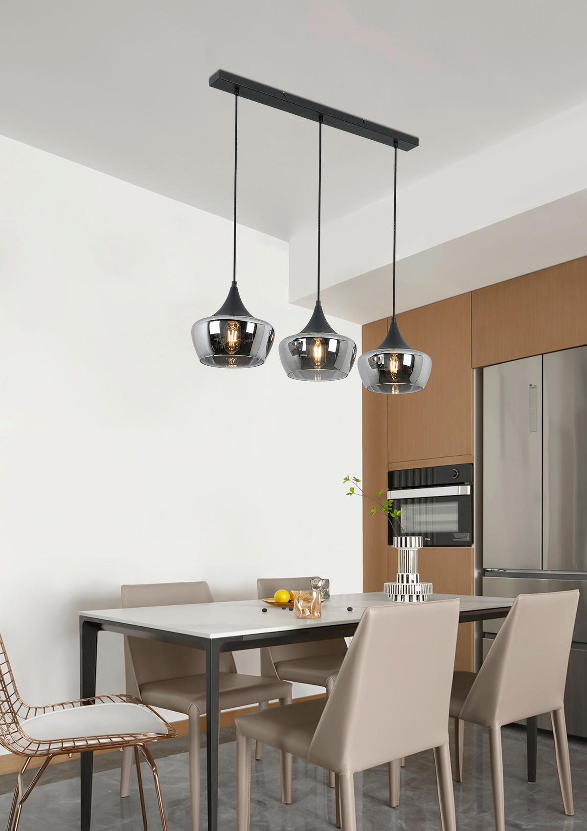 VISEČA SVETILKA     80/22/120 cm        3x25 W E27 - barve kroma/črna, Konvencionalno, kovina/umetna masa (80/22/120cm) - Novel